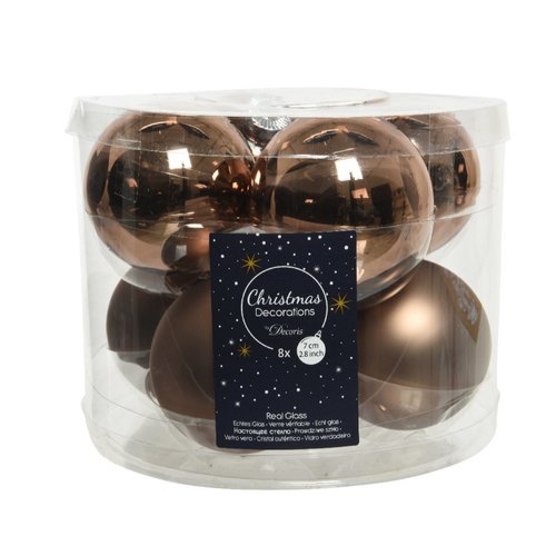 Decoris kerstballen glas walnoot - D 7 cm