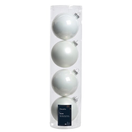 Decoris kerstballen glas winterwit - D 10 cm