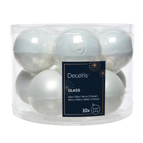 Decoris kerstballen glas winterwit - D 6 cm