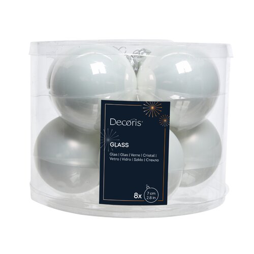 Decoris kerstballen glas winterwit - D 7 cm