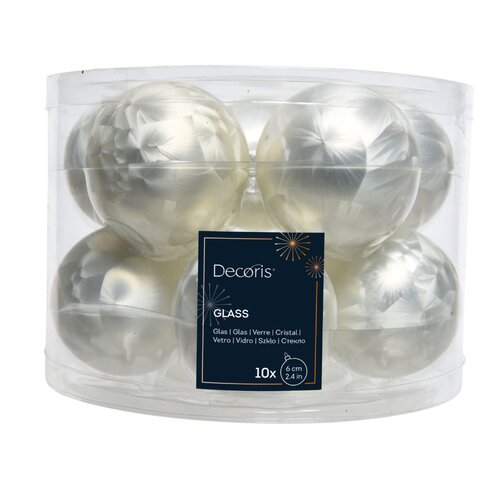 Decoris kerstballen glas wit ijslak - D 6 cm