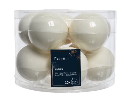 Decoris kerstballen glas wolwit - D 6 cm