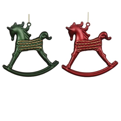 Decoris hobbelpaard hanger kunststof assortie - L 10 x B 2 x H 10 cm