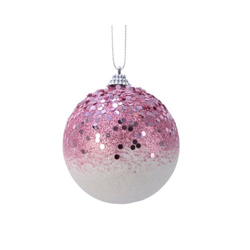 Decoris Kerstbal foam colorflow sequins on top - lippenstift roze