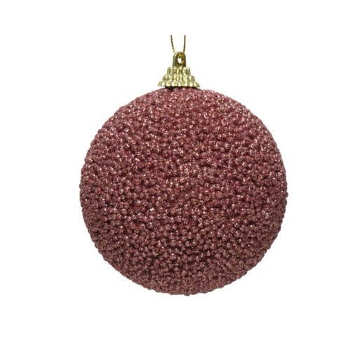 Decoris Kerstbal foam glitter beads - Velours roze