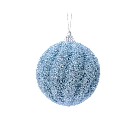 Decoris Kerstbal foam glitter glitter - mistig blauw