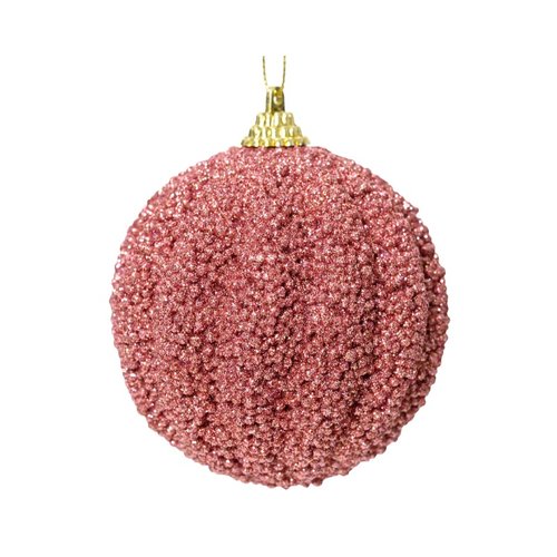 Decoris Kerstbal foam glitter glitter - Velours roze