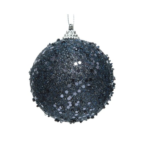 Decoris Kerstbal foam glitter - nachtblauw