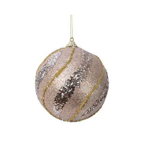 Decoris Kerstbal foam glitter swirl - Licht Goud