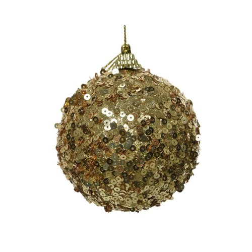 Decoris Kerstbal foam round spangles - Licht Goud