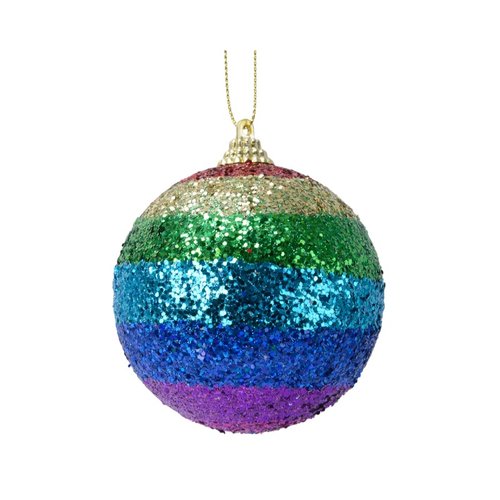 Decoris Kerstbal foam sequins rainbow