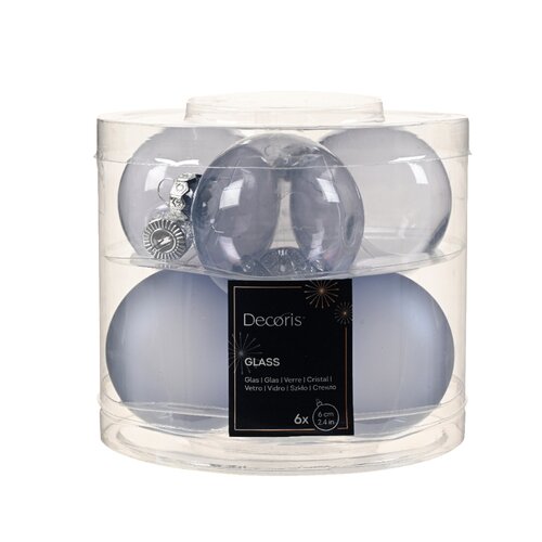 Decoris kerstbal glas  D 6 cm 6 stuks