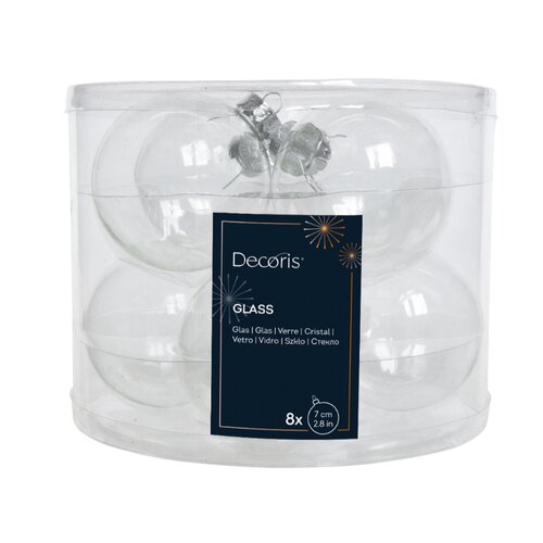 Decoris kerstballen glas 8 stuks - D 7 cm