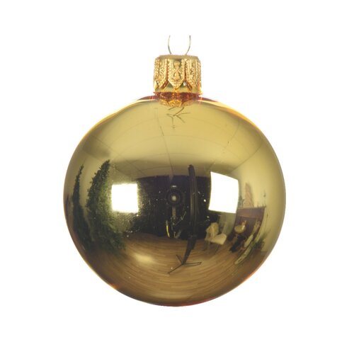 Decoris kerstbal glas lichtgoud D 15 cm