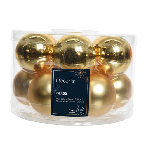 Decoris kerstballen glas lichtgoud D 5 cm 12 stuks