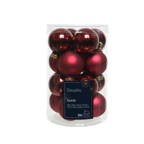 Decoris kerstbal glas Oxblood D 3.5 cm 16 stuks