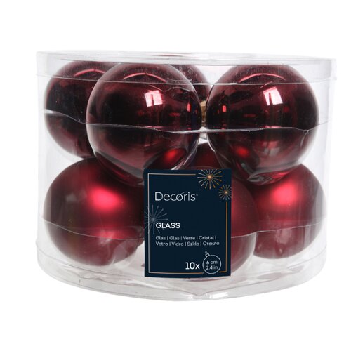 Decoris kerstbal glas Oxblood D 6 cm 10 stuks