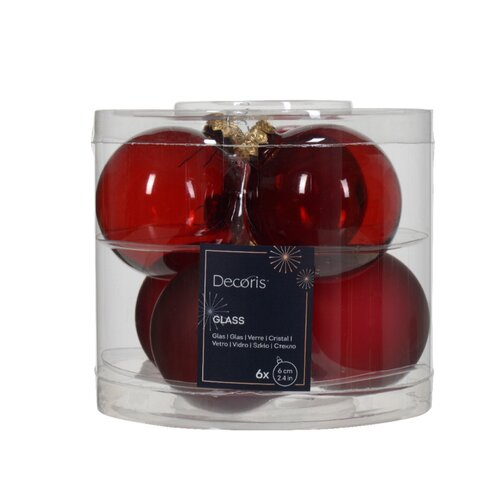 Decoris kerstbal glas Oxblood D 6 cm 6 stuks