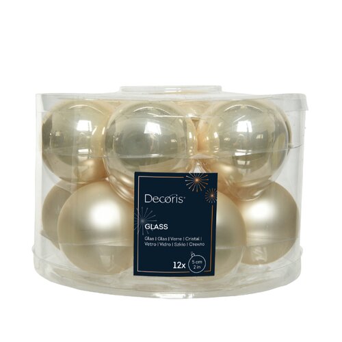 Decoris kerstbal glas parel 12 stuks - D 5 cm