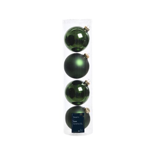 Decoris kerstbal glas Pine green D 10 cm 4 stuks