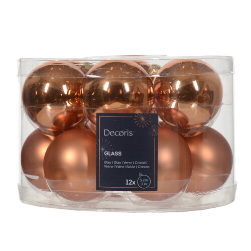 Decoris kerstbal glas Red copper D 5 cm 12 stuks