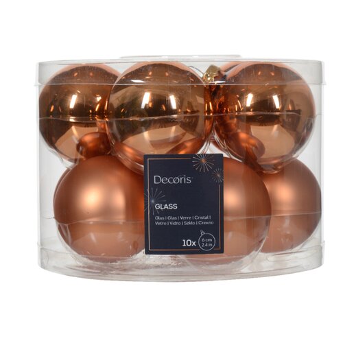 Decoris kerstbal glas Red copper D 6 cm 10 stuks