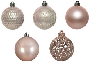 Decoris kerstbal kunststof blush pink 37 stuks - D 6 cm - afbeelding 2