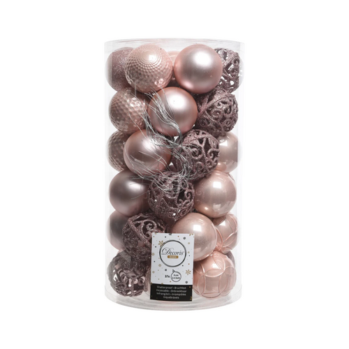 Decoris kerstbal kunststof blush pink 37 stuks - D 6 cm - afbeelding 1