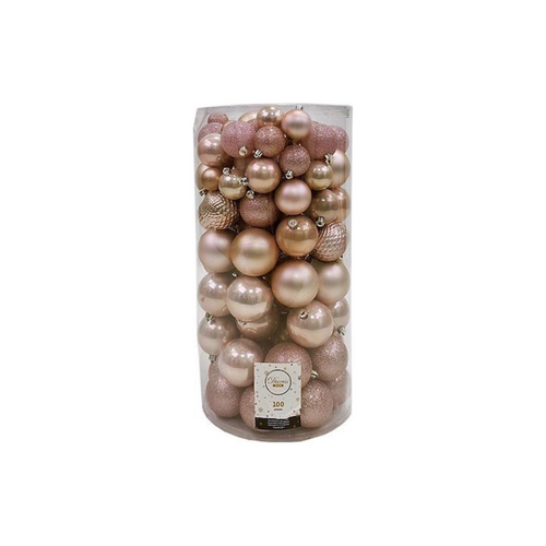 Decoris kerstbal kunststof Blush pink D 6 cm 100 stuks