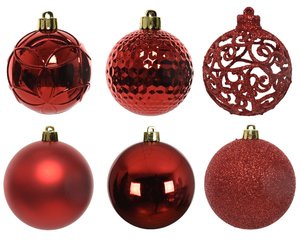 Decoris kerstbal kunststof christmas red 37 stuks - D 6 cm - afbeelding 2