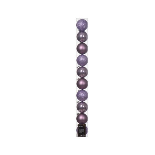 Decoris kerstbal kunststof Crystal lilac D 6 cm 10 stuks