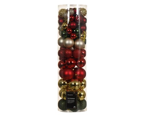 Decoris kerstbal kunststof  D 6 cm 80 stuks