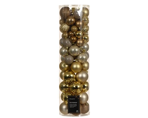 Decoris kerstbal kunststof Goud D 6 cm 80 stuks