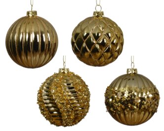 Decoris kerstbal kunststof  licht goud - D 8 cm