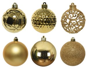 Decoris kerstbal kunststof light gold 37 stuks - D 6 cm - afbeelding 2