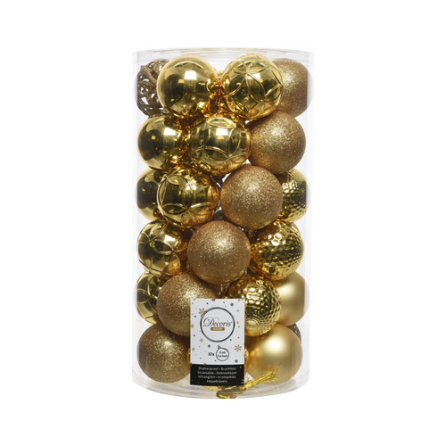 Decoris kerstbal kunststof light gold 37 stuks - D 6 cm - afbeelding 1