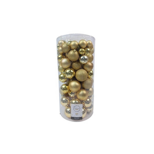 Decoris kerstbal kunststof Light gold D 6 cm 100 stuks