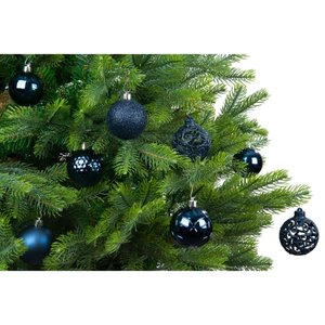 Decoris kerstbal kunststof night blue 37 stuks - D 6 cm - afbeelding 3