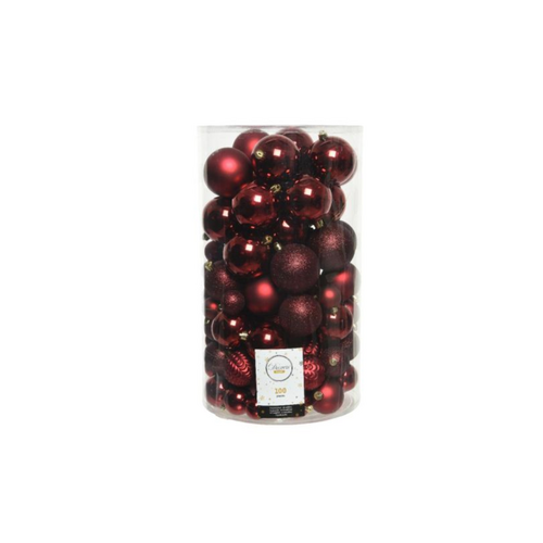 Decoris kerstbal kunststof Oxblood D 6 cm 100 stuks