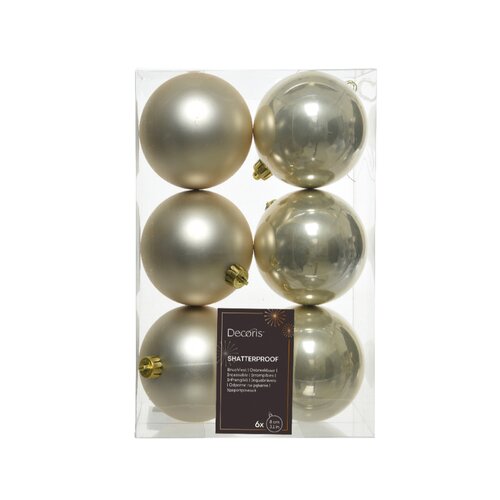 Decoris kerstbal kunststof Pearl D 8 cm 6 stuks