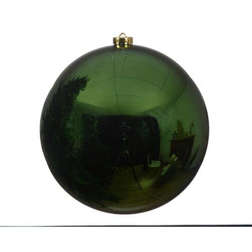 Decoris kerstbal kunststof Pine green D 14 cm