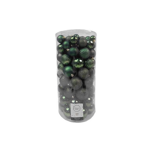 Decoris kerstbal kunststof Pine green D 6 cm 100 stuks