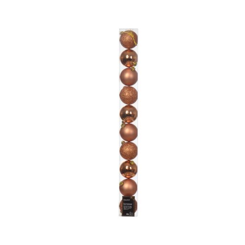 Decoris kerstbal kunststof Red copper D 6 cm 10 stuks