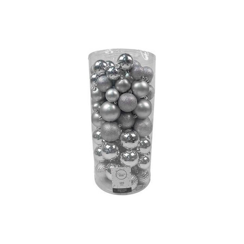 Decoris kerstbal kunststof Silver D 6 cm 100 stuks