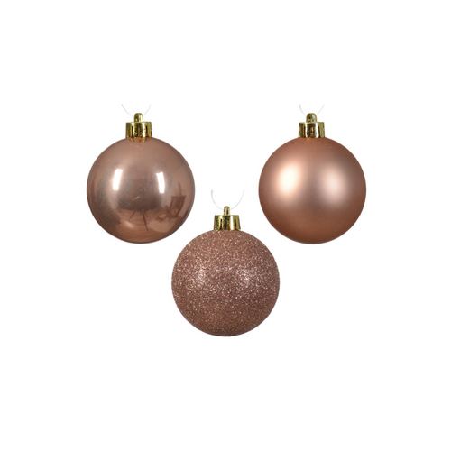 Decoris kunststof kerstballen sparkling rosé 100 stuks - D 4/6/8 cm - afbeelding 2