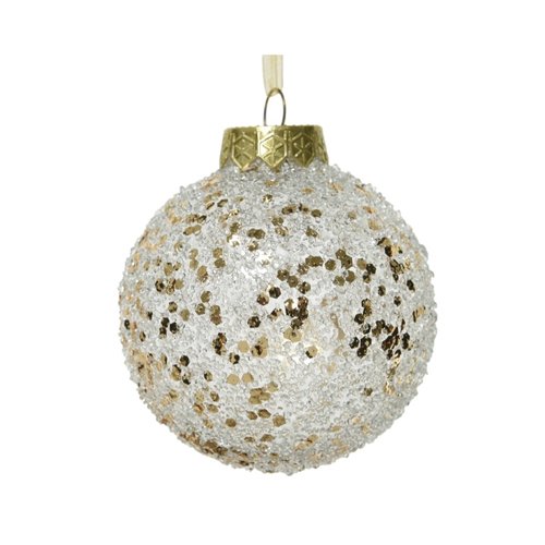 Decoris Kerstbal op draad kunststof transparant champagne glitter - helder/kleur(en)