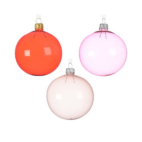 Decoris Kerstballen glas unsilvered shiny - unsilvered enamel transparent 3kl.ass