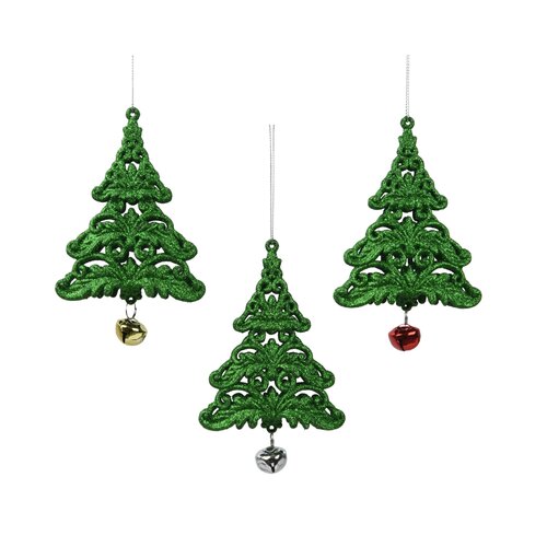 Decoris kerstboom hanger kunststof assortie - L 1 x B 9 x H 14 cm