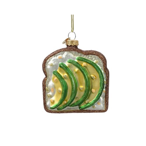 Decoris kerstboomornament toast avocado glas - L 3,2 x B 7,9 x H 8,6 cm - afbeelding 1