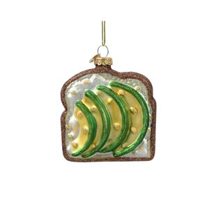 Decoris kerstboomornament toast avocado glas - L 3,2 x B 7,9 x H 8,6 cm - afbeelding 1